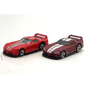 Lot of 2 Hot Wheels Dodge Viper GTS-R Red & Maroon Die-cast Racing Model Car Vtg